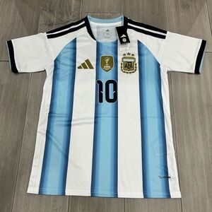 Adidas White and Blue Soccer Jersey